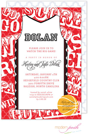 Modern Posh Invitations - Basketball (Red & Black) Modern Posh Invitations - Basketball (Red & Black)