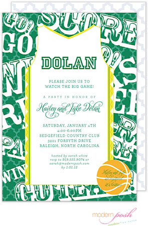 Modern Posh Invitations - Basketball (Dark Green & Yellow) Modern Posh Invitations - Basketball (Dark Green & Yellow)