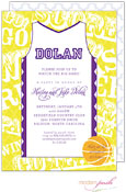 Modern Posh Invitations - Basketball (Yellow & Purple)