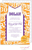 Modern Posh Invitations - Basketball (Orange & Purple)