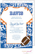 Modern Posh Invitations - Football (Dark Blue & Orange)