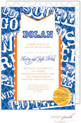 Modern Posh Invitations - Basketball (Dark Blue & Orange)