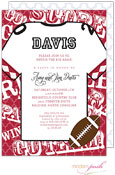 Modern Posh Invitations - Football (Dark Red/Crimson & Black)