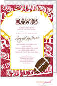 Modern Posh Invitations - Football (Dark Red/Crimson & Gold)