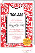 Modern Posh Invitations - Basketball (Red & Black)