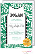 Modern Posh Invitations - Basketball (Dark Green & Black)