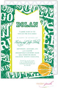 Modern Posh Invitations - Basketball (Dark Green & Yellow)