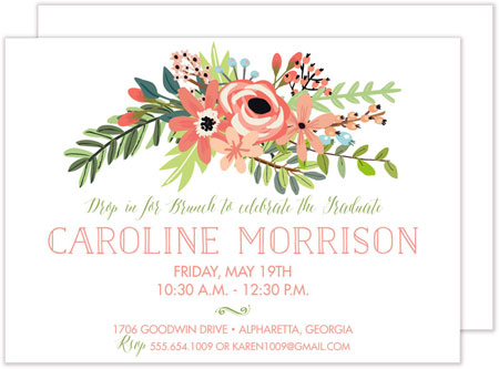 Graduation Invitations by PicMe Prints - Coral Bouquet White (Grad Sale 2022)