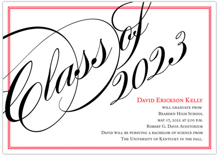 Graduation Invitations/Announcements by Prints Charming (Black and Red Border)