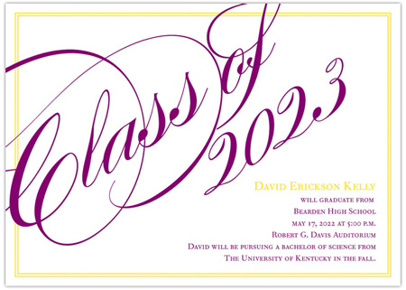 Graduation Invitations/Announcements by Prints Charming (Grape and Sunset Border)