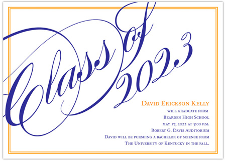 Graduation Invitations/Announcements by Prints Charming (Navy and Carrot Border)