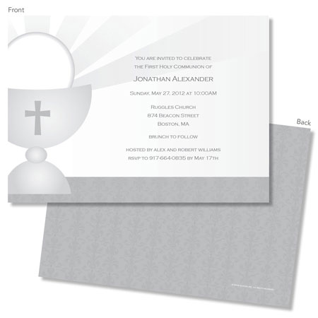 Spark & Spark Invitations (Damask Grey Communion)