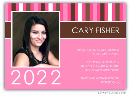 Stacy Claire Boyd Invitations - Striped Graduate - Pink (Graduation Invitations) (Grad Sale 2022) Stacy Claire Boyd Invitations - Striped Graduate - Pink (Graduation Invitations) (Grad Sale 2022)