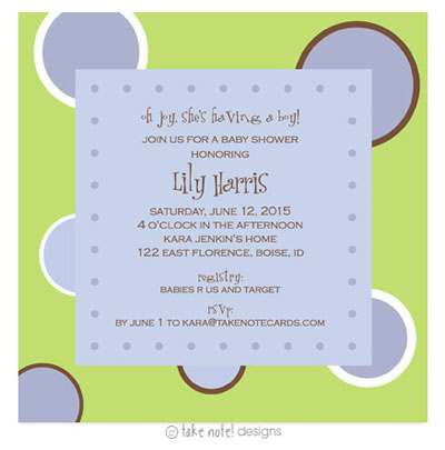 Take Note Designs Baby Shower Invitations - Mod Blue Bubbles