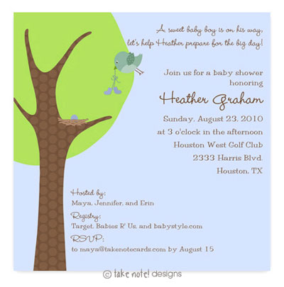 Take Note Designs Baby Shower Invitations - Boy Booties Delivery