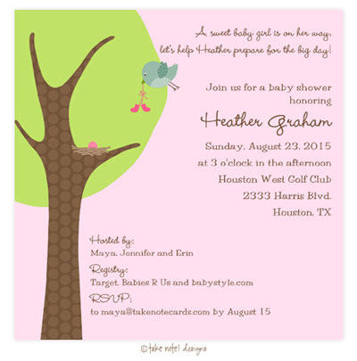 Take Note Designs Baby Shower Invitations - Girl Booties Delivery Take Note Designs Baby Shower Invitations - Girl Booties Delivery