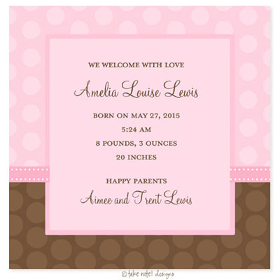 Take Note Designs Baby Shower Invitations - Dual Polka Pattern Girl Take Note Designs Baby Shower Invitations - Dual Polka Pattern Girl
