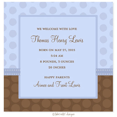 Take Note Designs Baby Shower Invitations - Dual Polka Pattern Boy