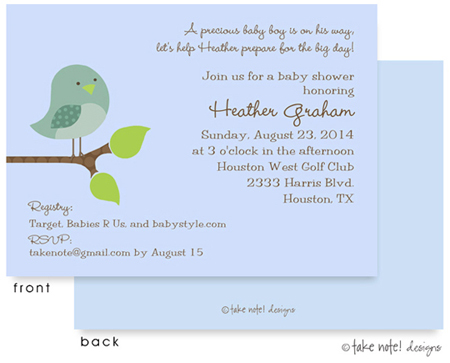 Take Note Designs Baby Shower Invitations - Spring Arrival Baby Boy Take Note Designs Baby Shower Invitations - Spring Arrival Baby Boy