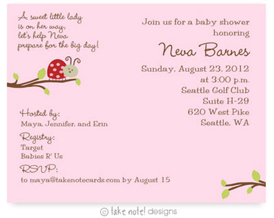Take Note Designs Baby Shower Invitations - Little Lady Branch