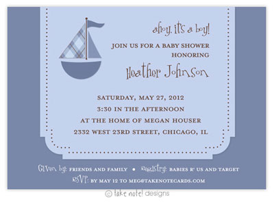 Take Note Designs Baby Shower Invitations - Ahoy! It's a Boy!