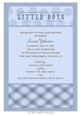 Take Note Designs Baby Shower Invitations - Little Boys Blue Argyle Take Note Designs Baby Shower Invitations - Little Boys Blue Argyle