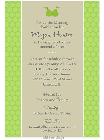 Take Note Designs Baby Shower Invitations - Quite a Pair Twin