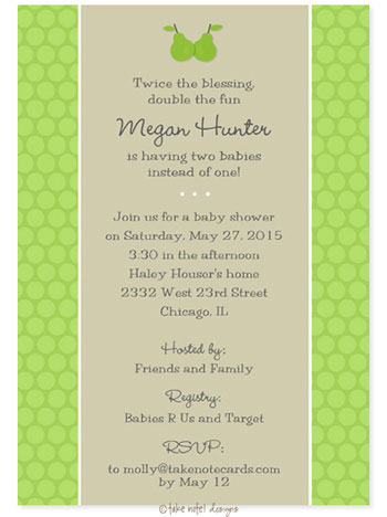 Take Note Designs Baby Shower Invitations - Quite a Pair Twin Take Note Designs Baby Shower Invitations - Quite a Pair Twin