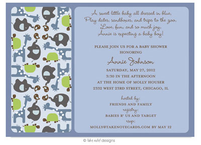 Take Note Designs Baby Shower Invitations - Animal Print Boy