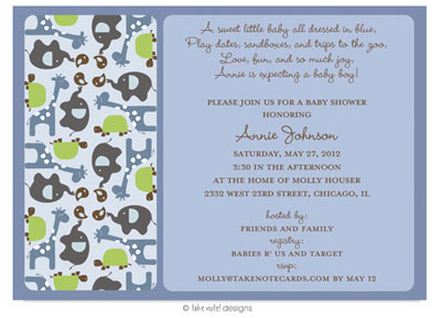 Take Note Designs Baby Shower Invitations - Animal Print Boy Take Note Designs Baby Shower Invitations - Animal Print Boy