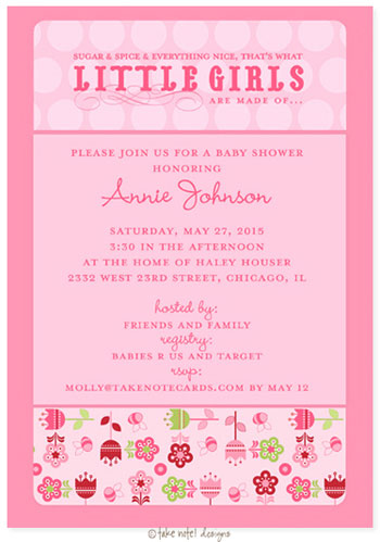 Take Note Designs Baby Shower Invitations - Little Girls are Made of Garden