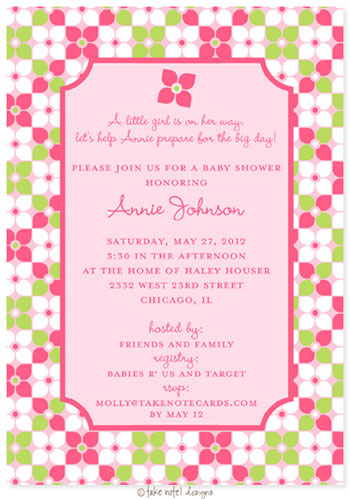 Take Note Designs Baby Shower Invitations - Sweet Floral