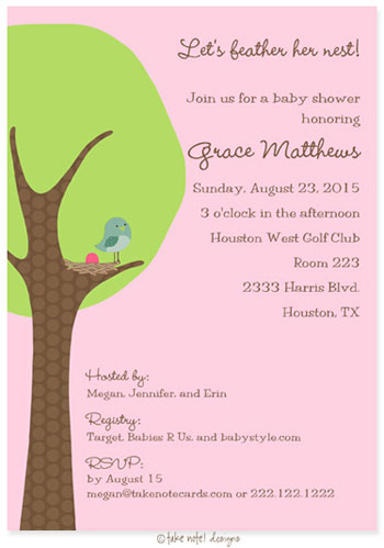 Take Note Designs Baby Shower Invitations - Waiting for a Baby Girl