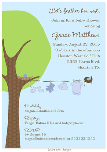 Take Note Designs Baby Shower Invitations - Little Boy Clothes Line Take Note Designs Baby Shower Invitations - Little Boy Clothes Line