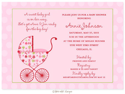Take Note Designs Baby Shower Invitations - Floral Garden Stroller