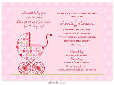 Take Note Designs Baby Shower Invitations - Floral Garden Stroller Take Note Designs Baby Shower Invitations - Floral Garden Stroller
