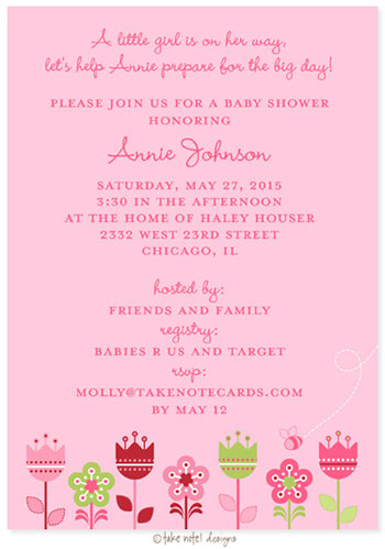 Take Note Designs Baby Shower Invitations - Growing Garden