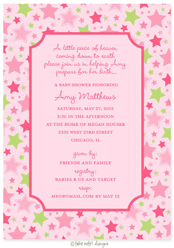Take Note Designs Baby Shower Invitations - Star from Heaven Girl