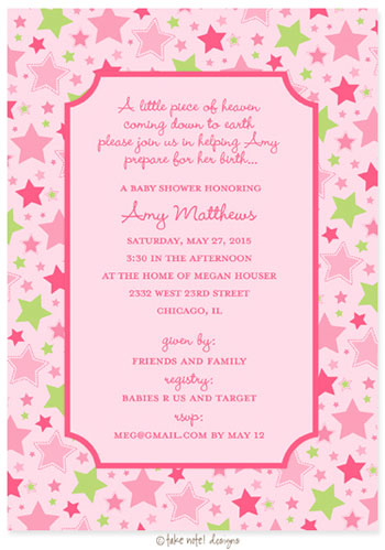 Take Note Designs Baby Shower Invitations - Star from Heaven Girl Take Note Designs Baby Shower Invitations - Star from Heaven Girl