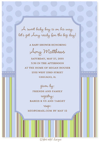 Take Note Designs Baby Shower Invitations - Stripes and Polka Boy
