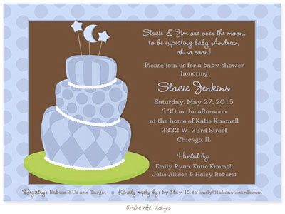 Take Note Designs Baby Shower Invitations - Star and Moon Cake Boy Take Note Designs Baby Shower Invitations - Star and Moon Cake Boy