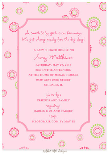 Take Note Designs Baby Shower Invitations - Fun Circle Dots