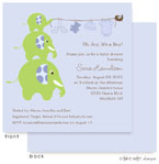Take Note Designs Baby Shower Invitations - Elephants Clothesline Blue