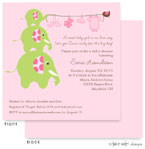 Take Note Designs Baby Shower Invitations - Elephants Clothesline Pink