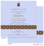 Take Note Designs Baby Shower Invitations - Teddy bear on Blue Polkadots Band