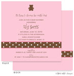 Take Note Designs Baby Shower Invitations - Teddy bear on Pink Polkadots Band