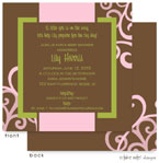 Take Note Designs Baby Shower Invitations - Pink Scrolls on Brown