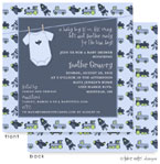 Take Note Designs Baby Shower Invitations - Transportation Onesie