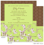 Take Note Designs Baby Shower Invitations - Green Toile on Brown Polka