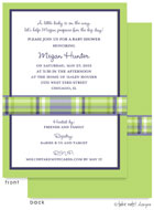 Take Note Designs Baby Shower Invitations - Purple and Green Plaid Wrap
